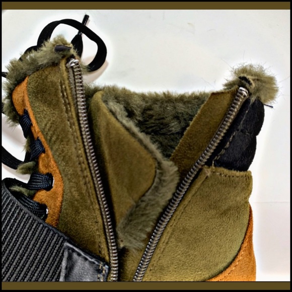 NWOT* ROUGE! OLIVE SUEDE FAUX FUR-LINED BOOTS Sz 37UK - Picture 5 of 11